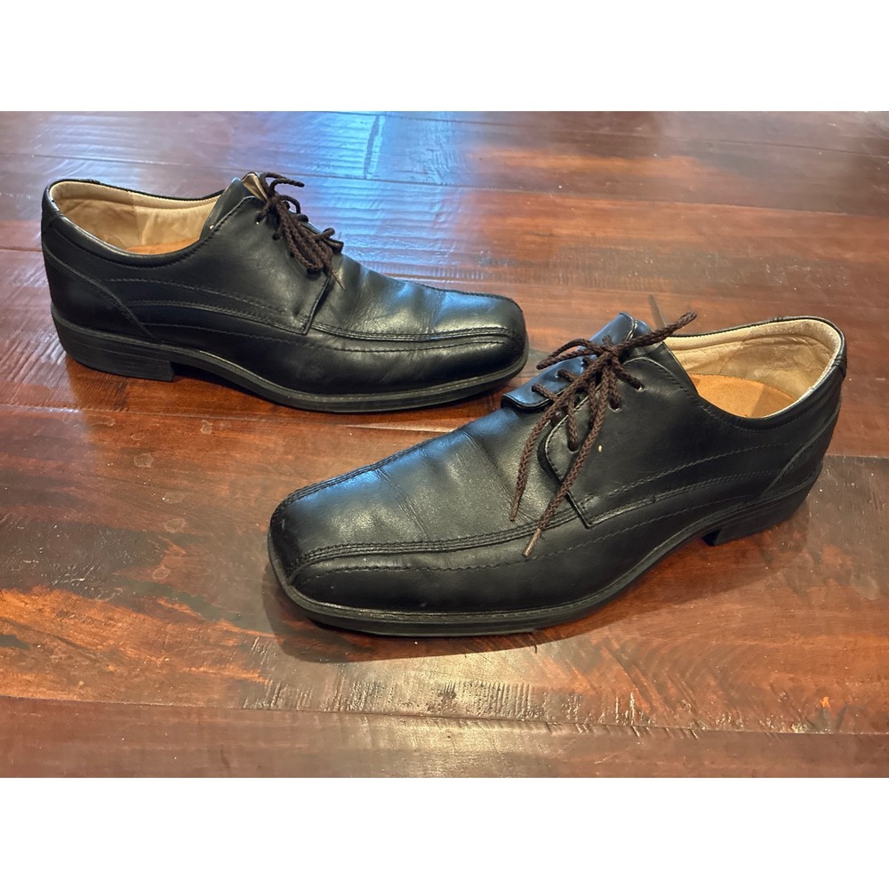 Red Street Dress Shoes Mens 46 Black Leather Square Toe Lace Up 7881